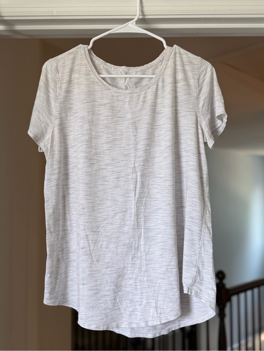 Lululemon Love Crew Heathered White Short Sleeve Tee Soft Yoga Top. Size 12